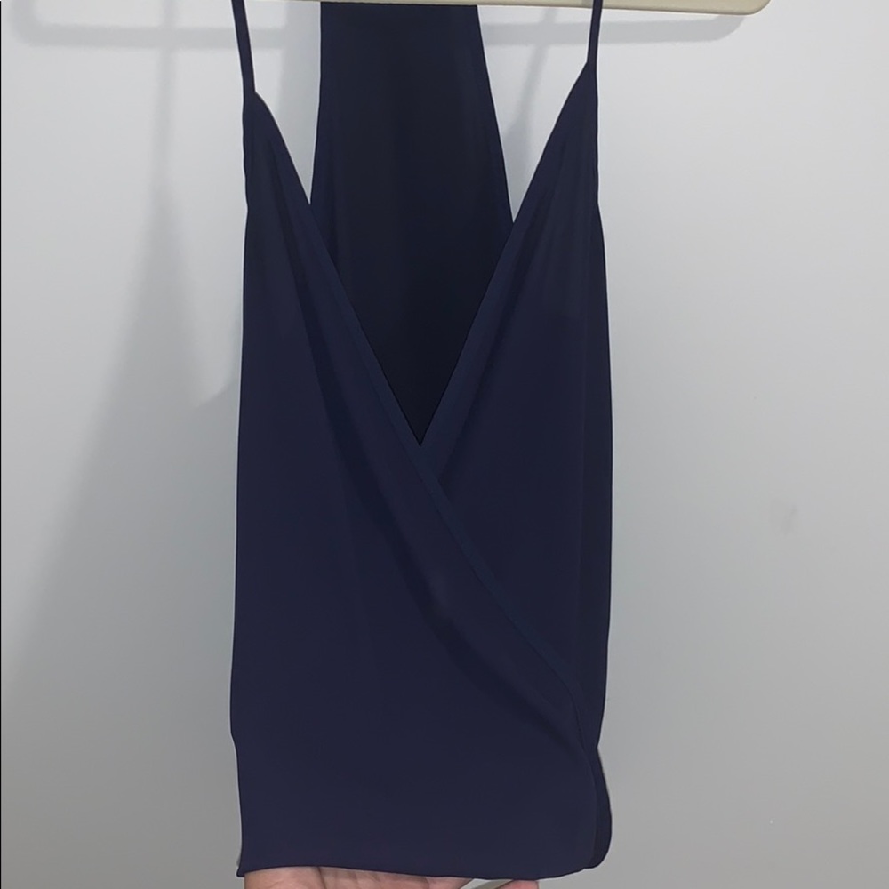 Navy Blue Low Cut Blouse